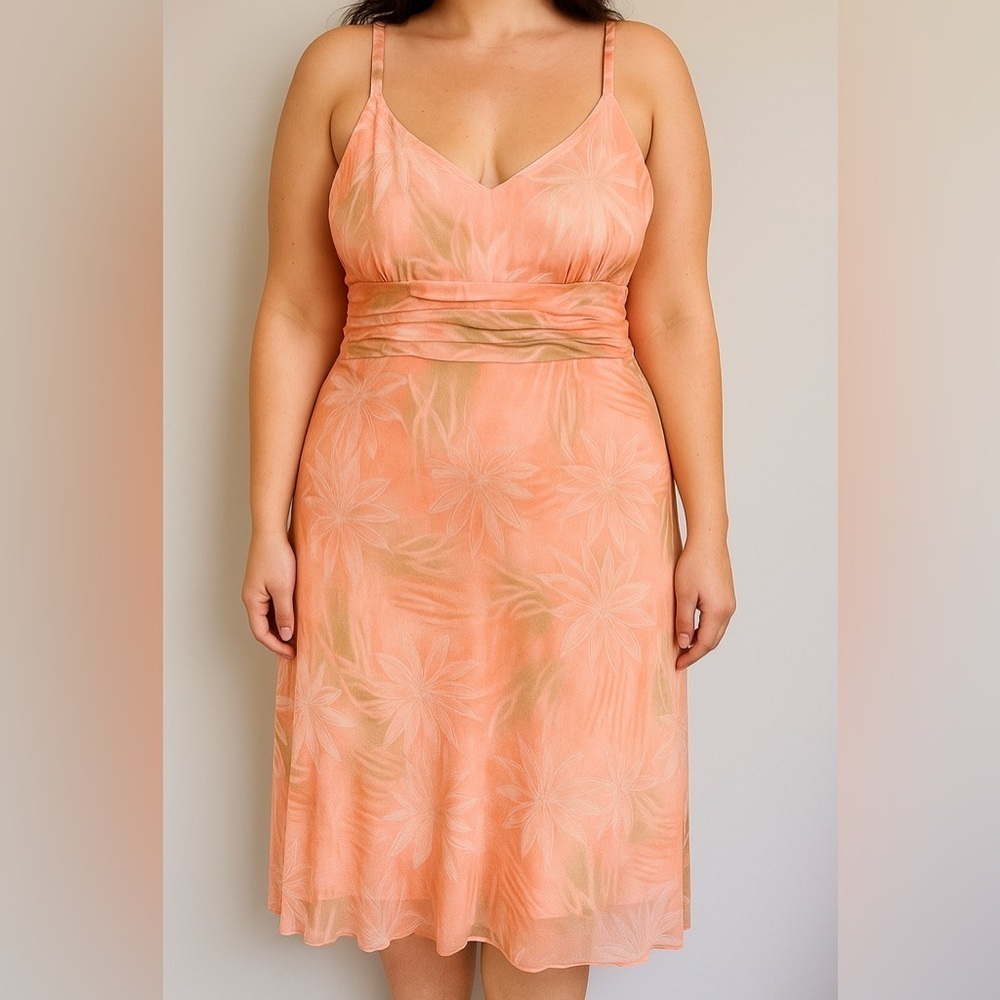 Vintage Studio 1940 Y2K Peach Babydoll Midi Easter Dress